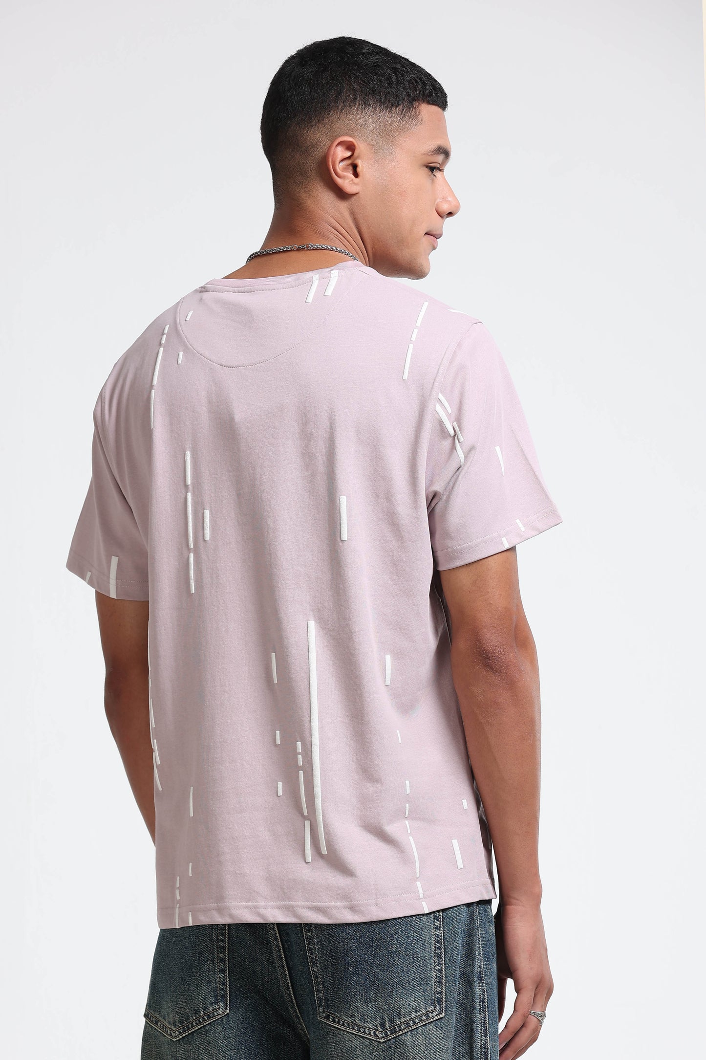 Premium Abstract Line Print Pink T-Shirt