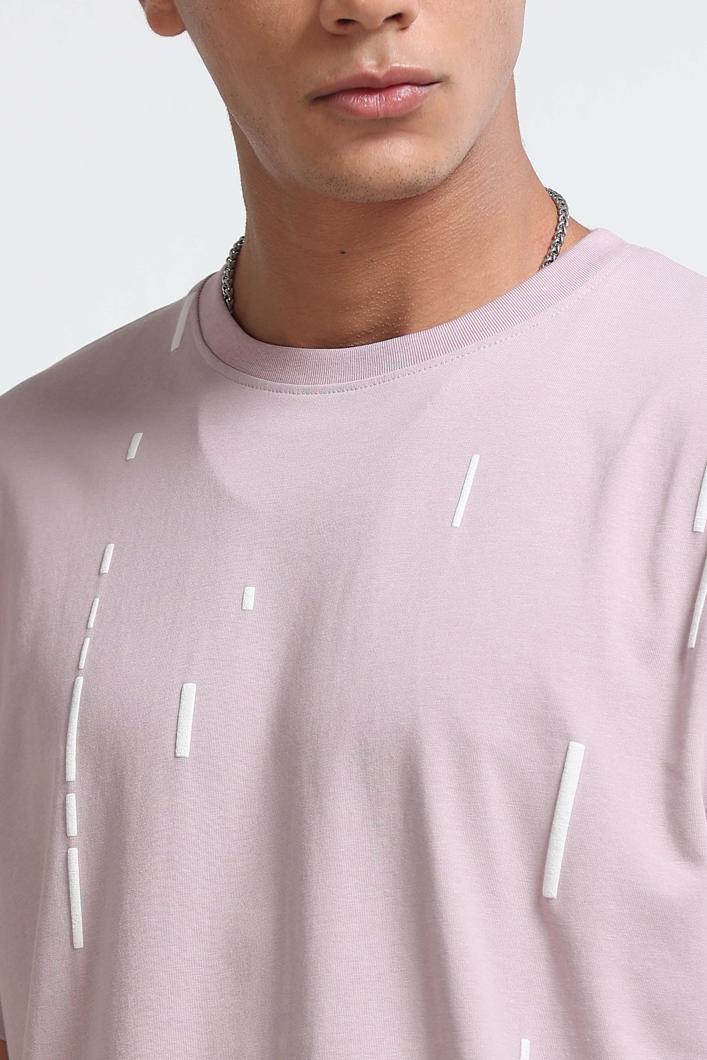 Premium Abstract Line Print Pink T-Shirt