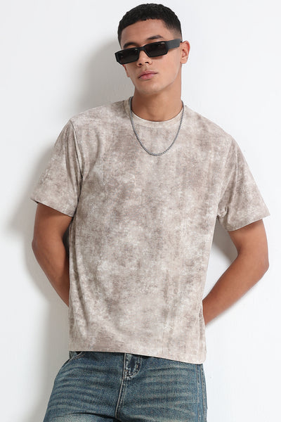 Casual Relaxed Fit Lt Beige T-Shirt
