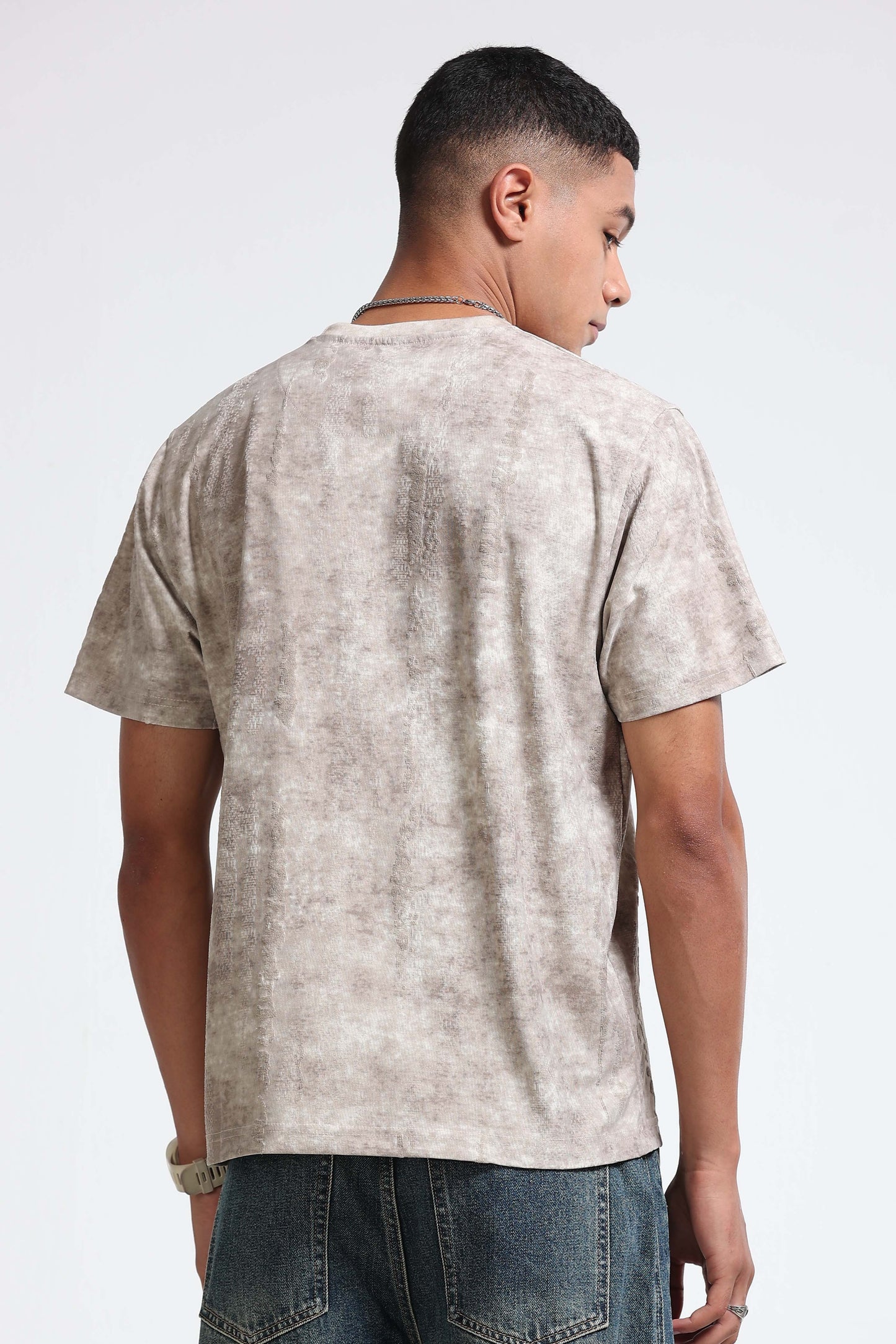 Casual Relaxed Fit Lt Beige T-Shirt