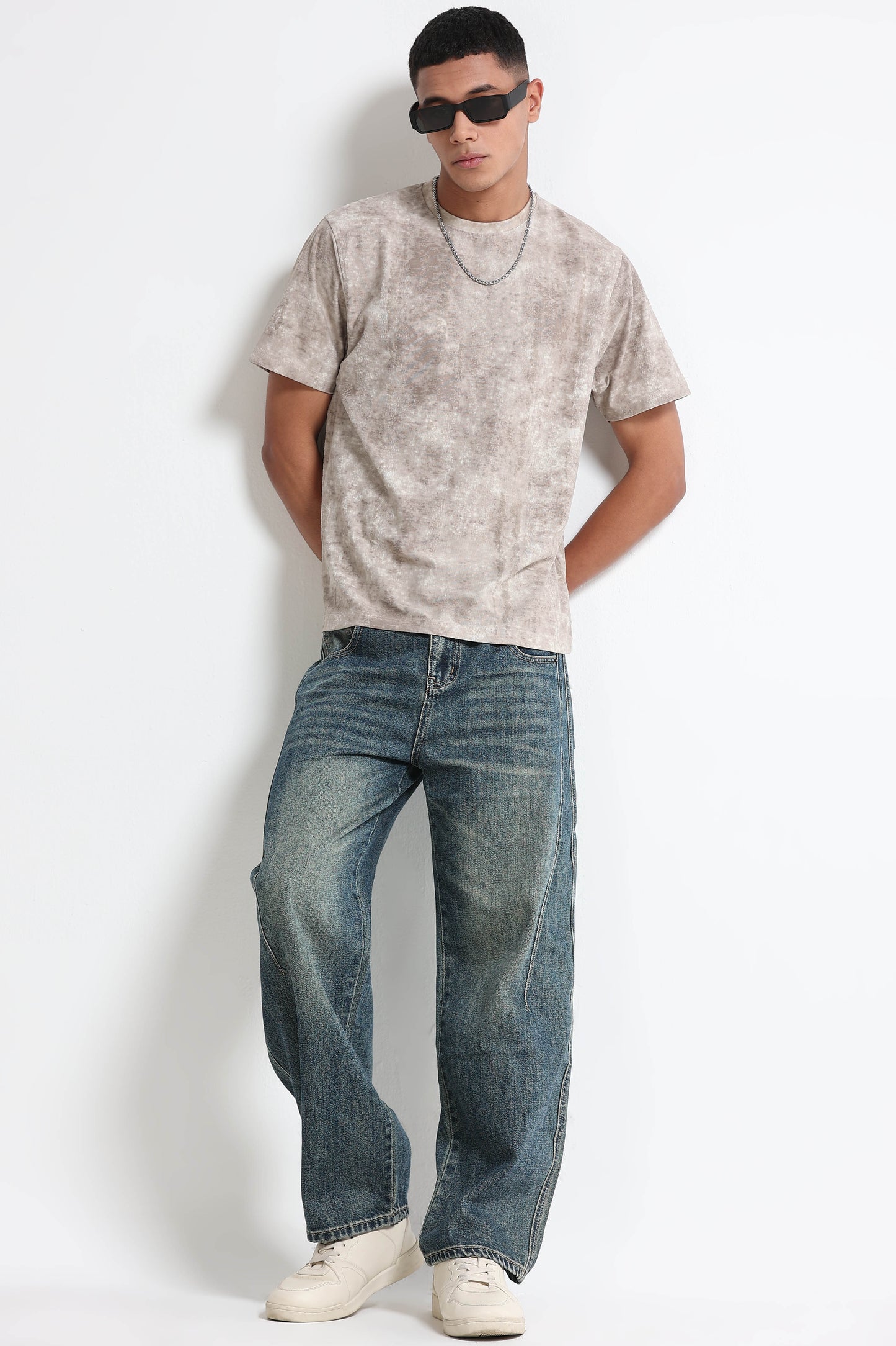 Casual Relaxed Fit Lt Beige T-Shirt