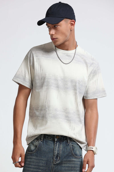 Minimal Textured Crew Neck Lt Grey T-Shirt