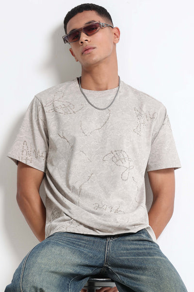 Relaxed Fit Beige T-Shirt