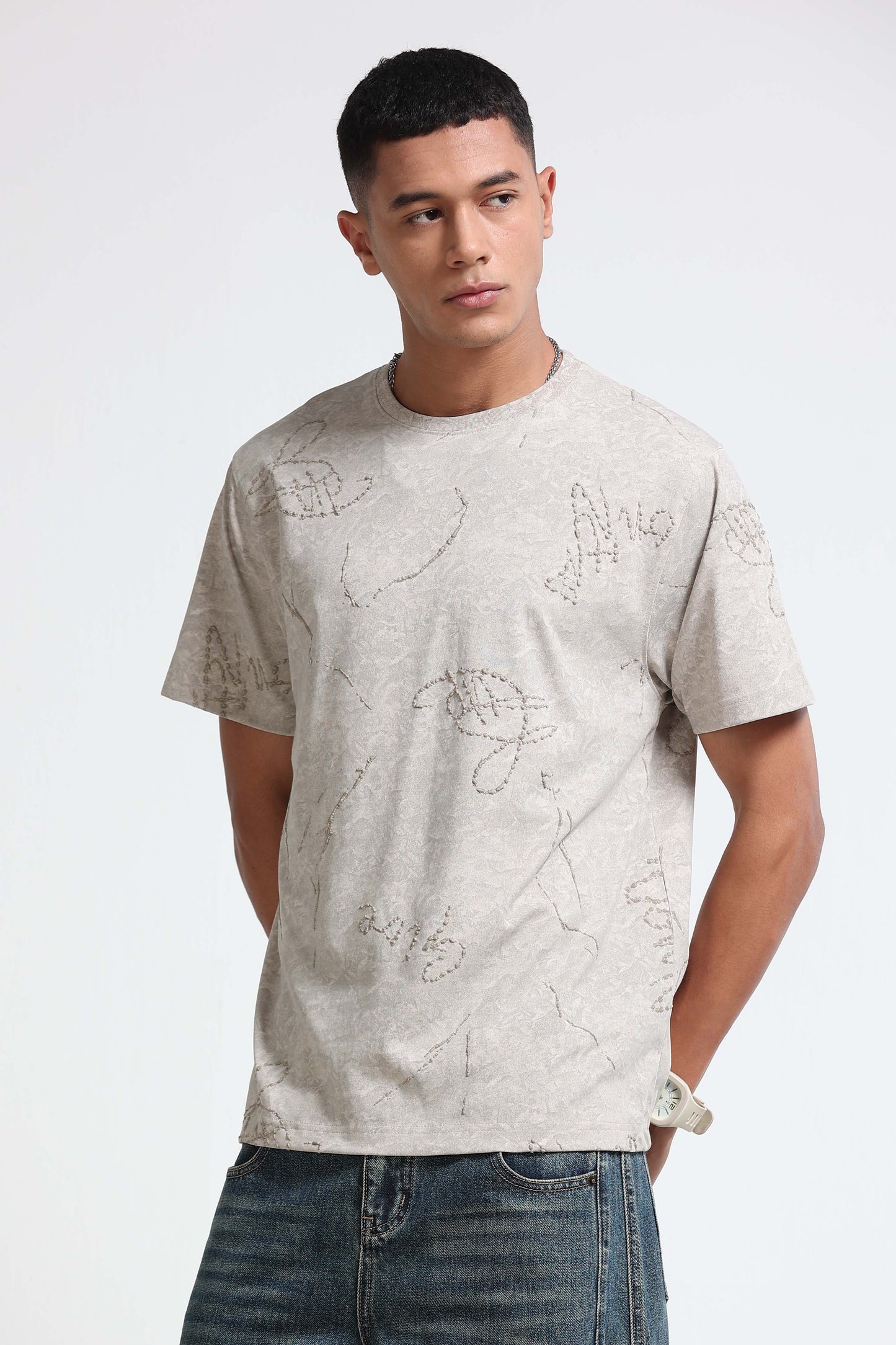 Relaxed Fit Beige T-Shirt