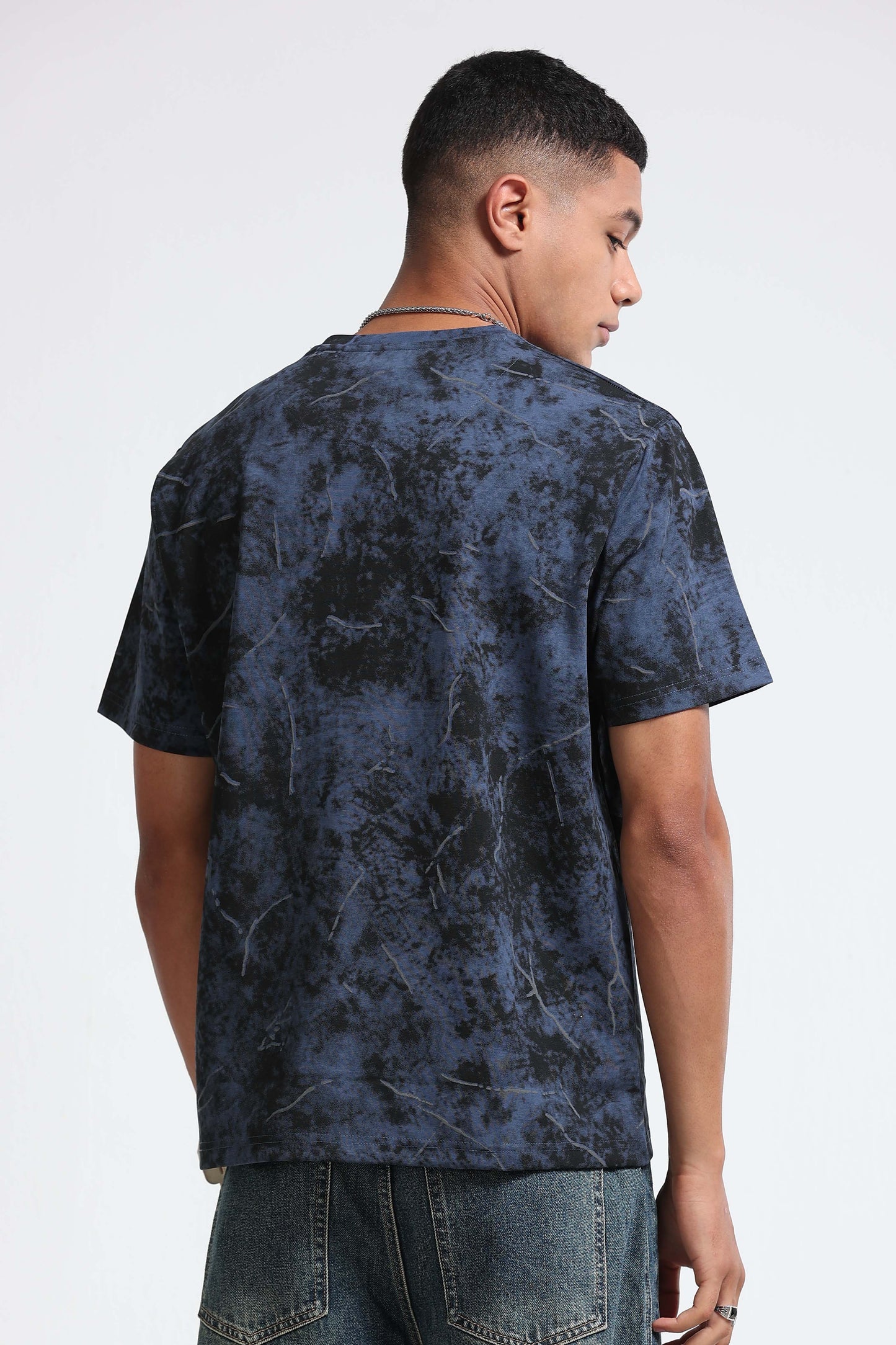 Premium Dark Blue Self Designed T-Shirt