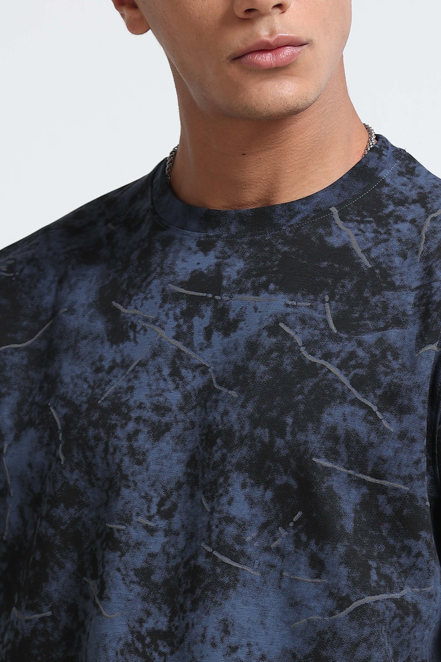 Premium Dark Blue Self Designed T-Shirt