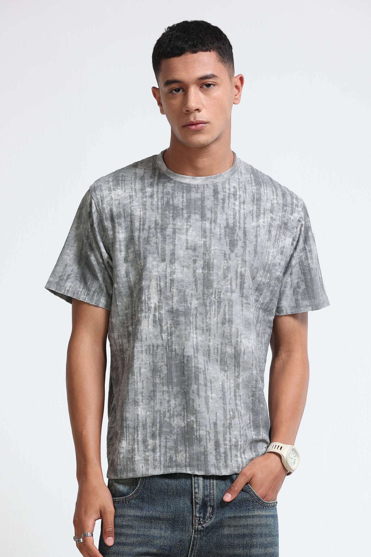 Casual Relaxed Fit Grey T-Shirt