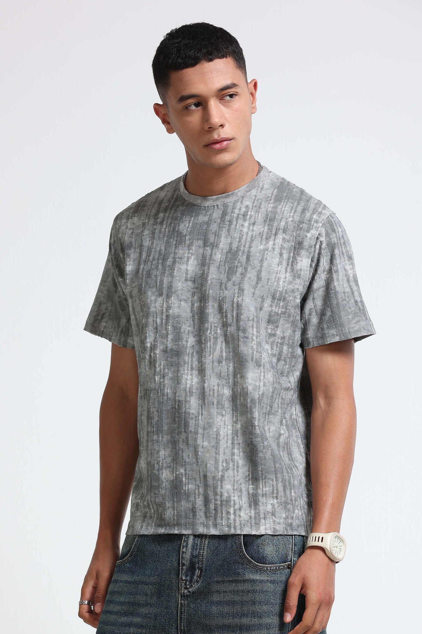 Casual Relaxed Fit Grey T-Shirt