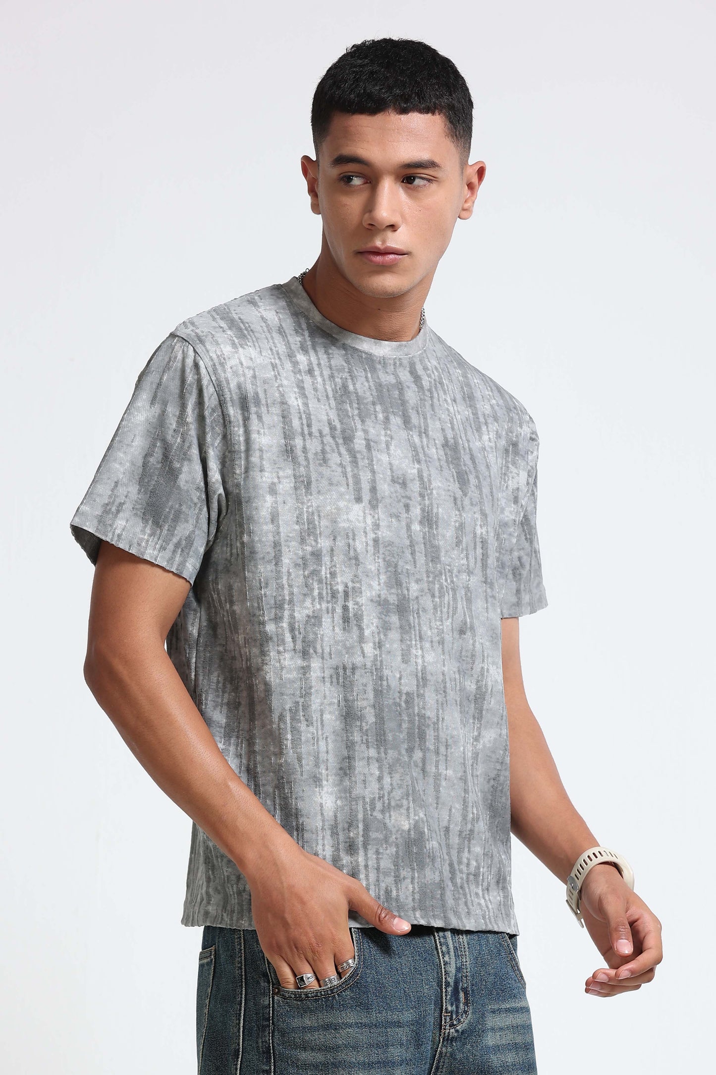 Casual Relaxed Fit Grey T-Shirt
