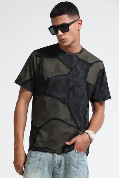 Modern Abstract Print Black T-Shirt