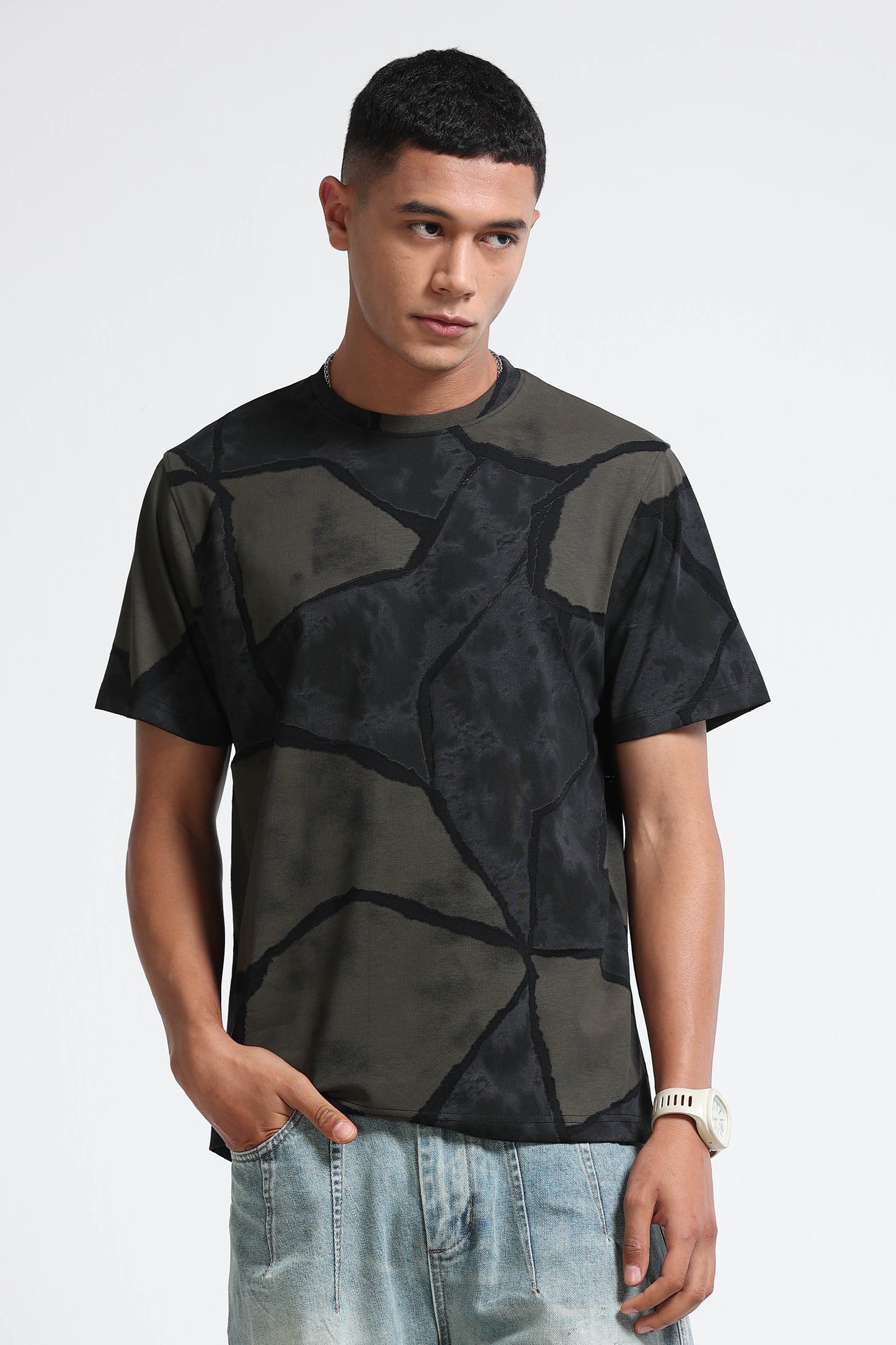 Modern Abstract Print Black T-Shirt