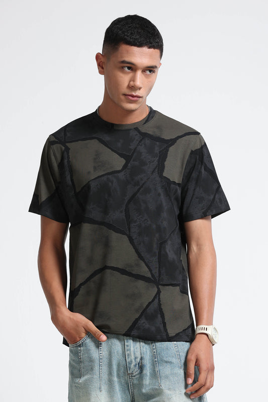 Modern Abstract Print Black T-Shirt