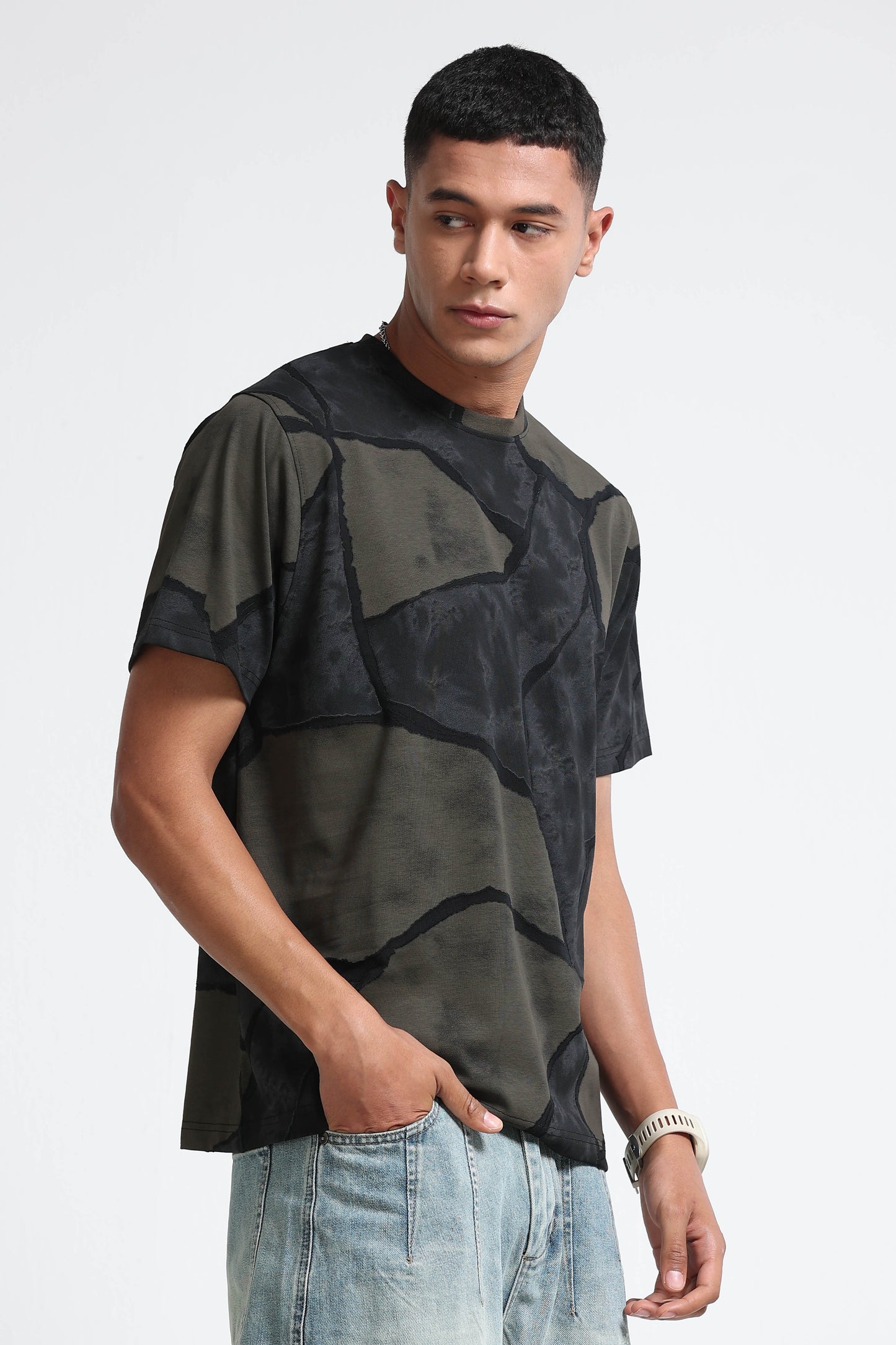 Modern Abstract Print Black T-Shirt