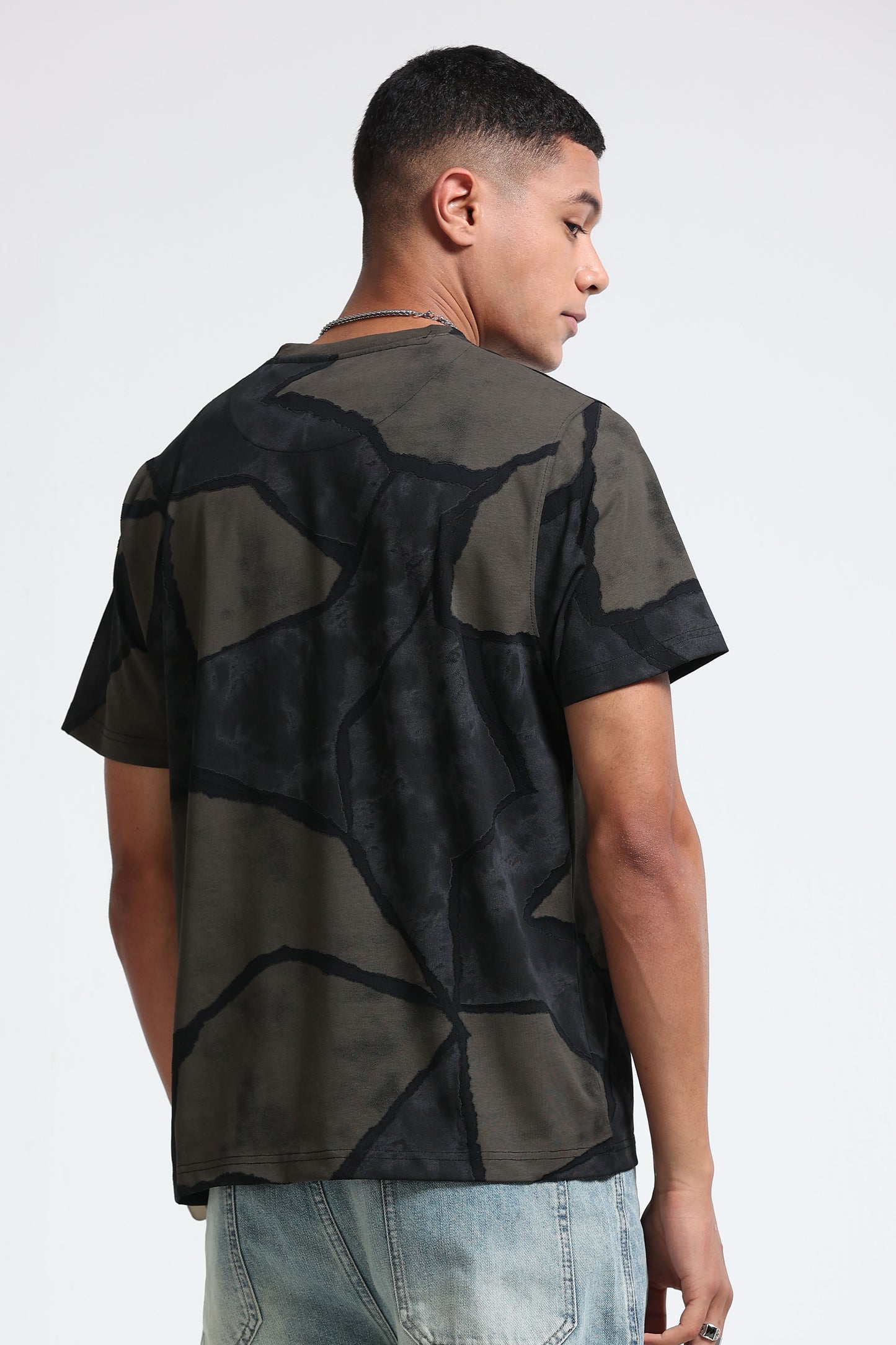 Modern Abstract Print Black T-Shirt