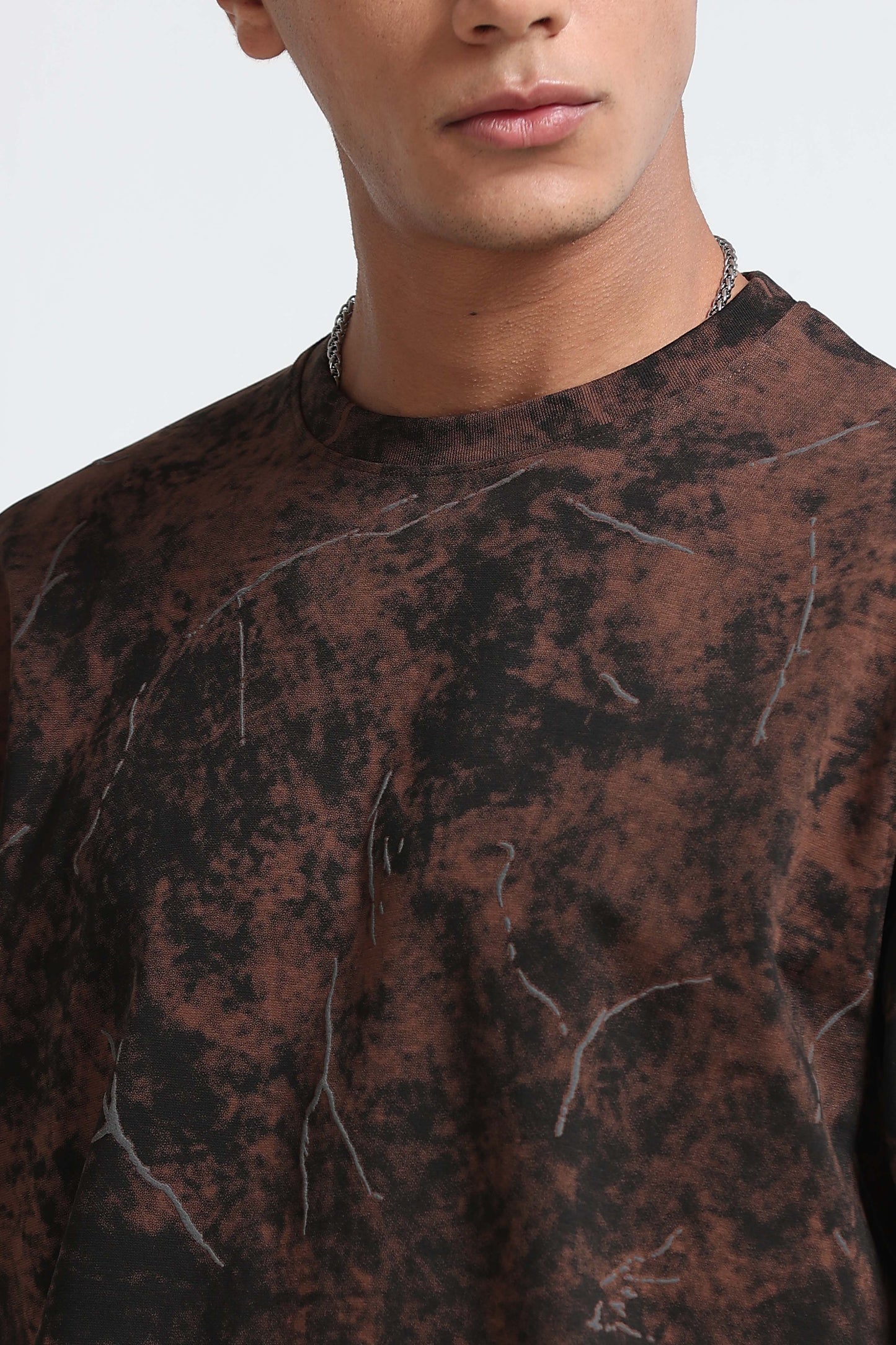 Premium Brown Self Designed T-Shirt