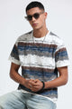 Brush Stroke Print Crew Neck White T-Shirt