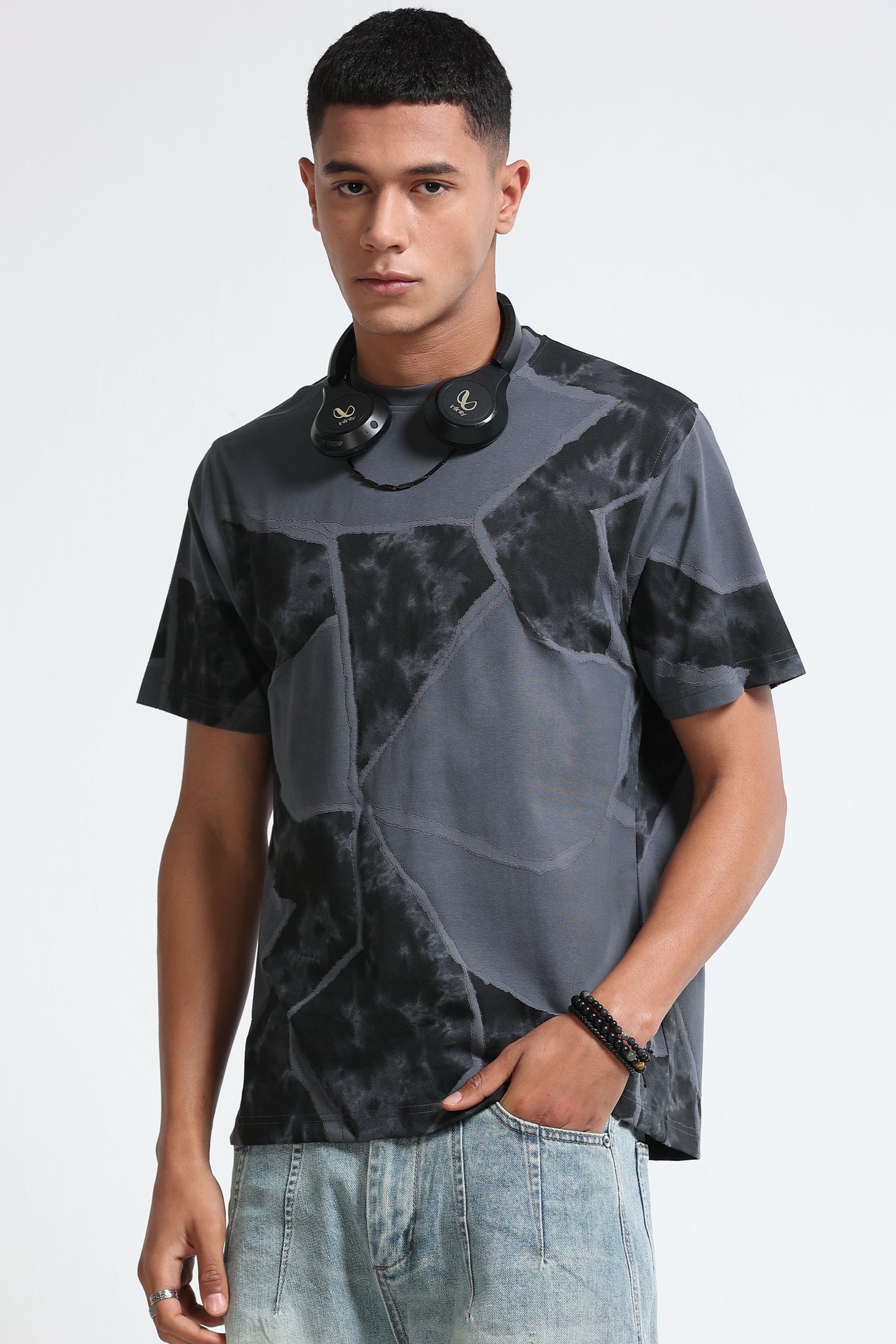 Modern Abstract Print Dk Grey T-Shirt