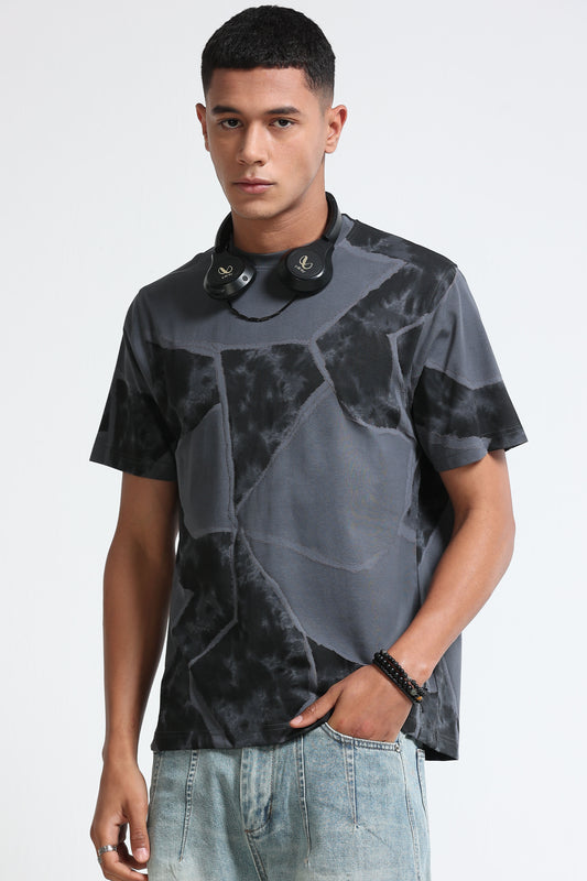 Modern Abstract Print Dk Grey T-Shirt