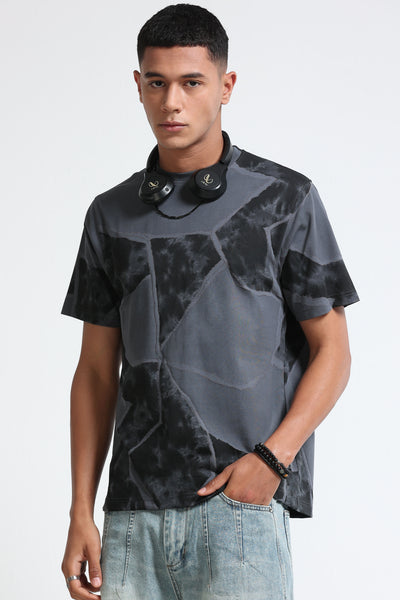 Modern Abstract Print Dk Grey T-Shirt