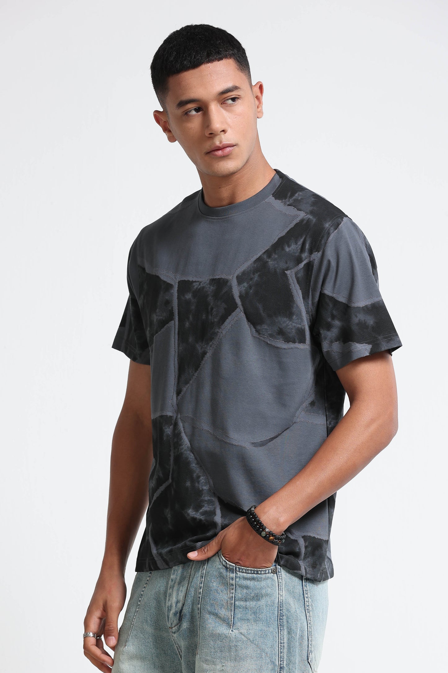 Modern Abstract Print Dk Grey T-Shirt