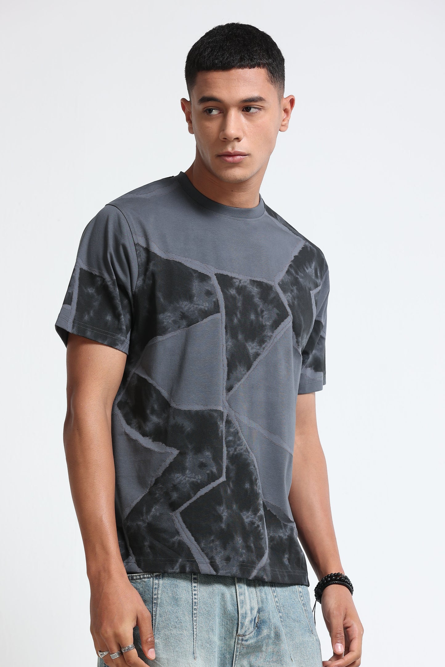 Modern Abstract Print Dk Grey T-Shirt