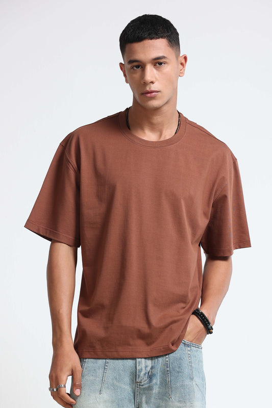 Brown Oversized Crew Neck T-Shirt