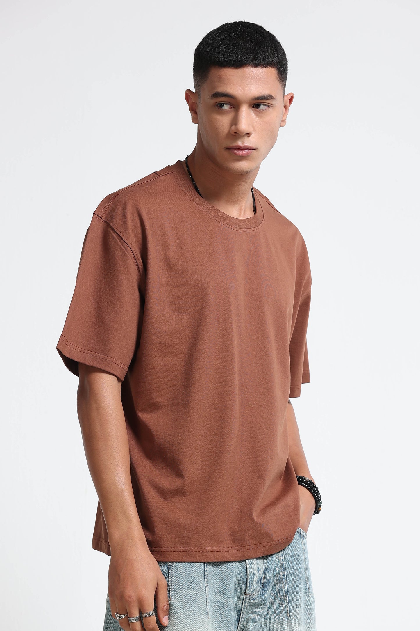 Brown Oversized Crew Neck T-Shirt