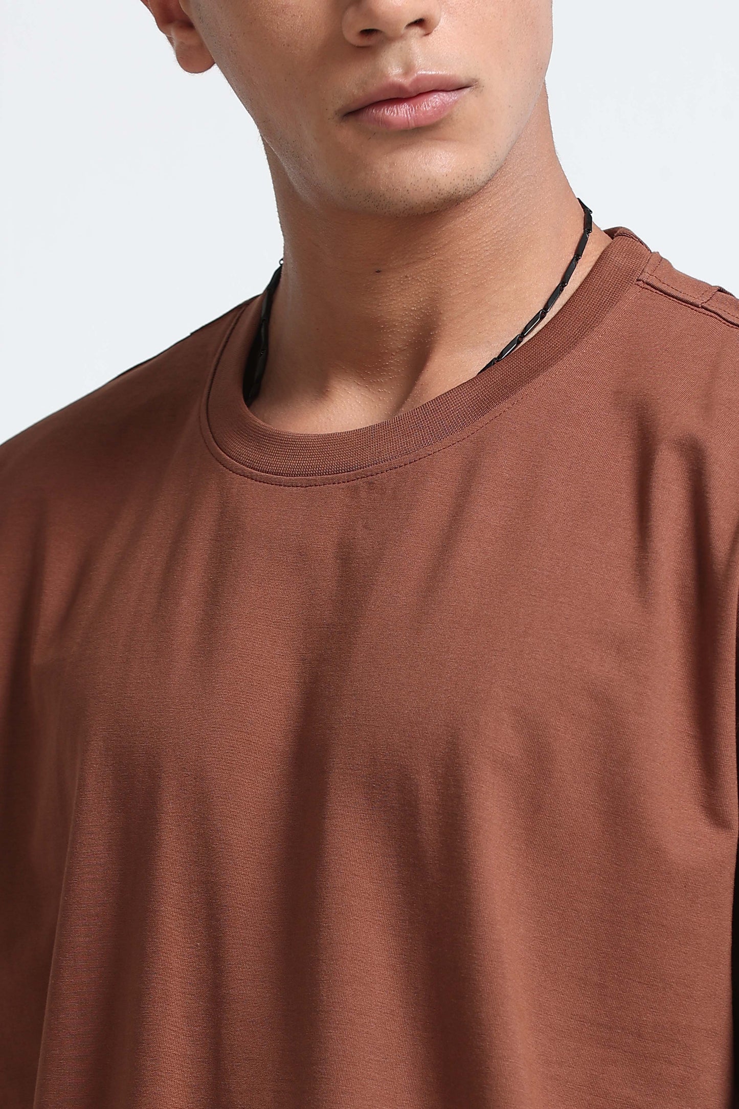 Brown Oversized Crew Neck T-Shirt