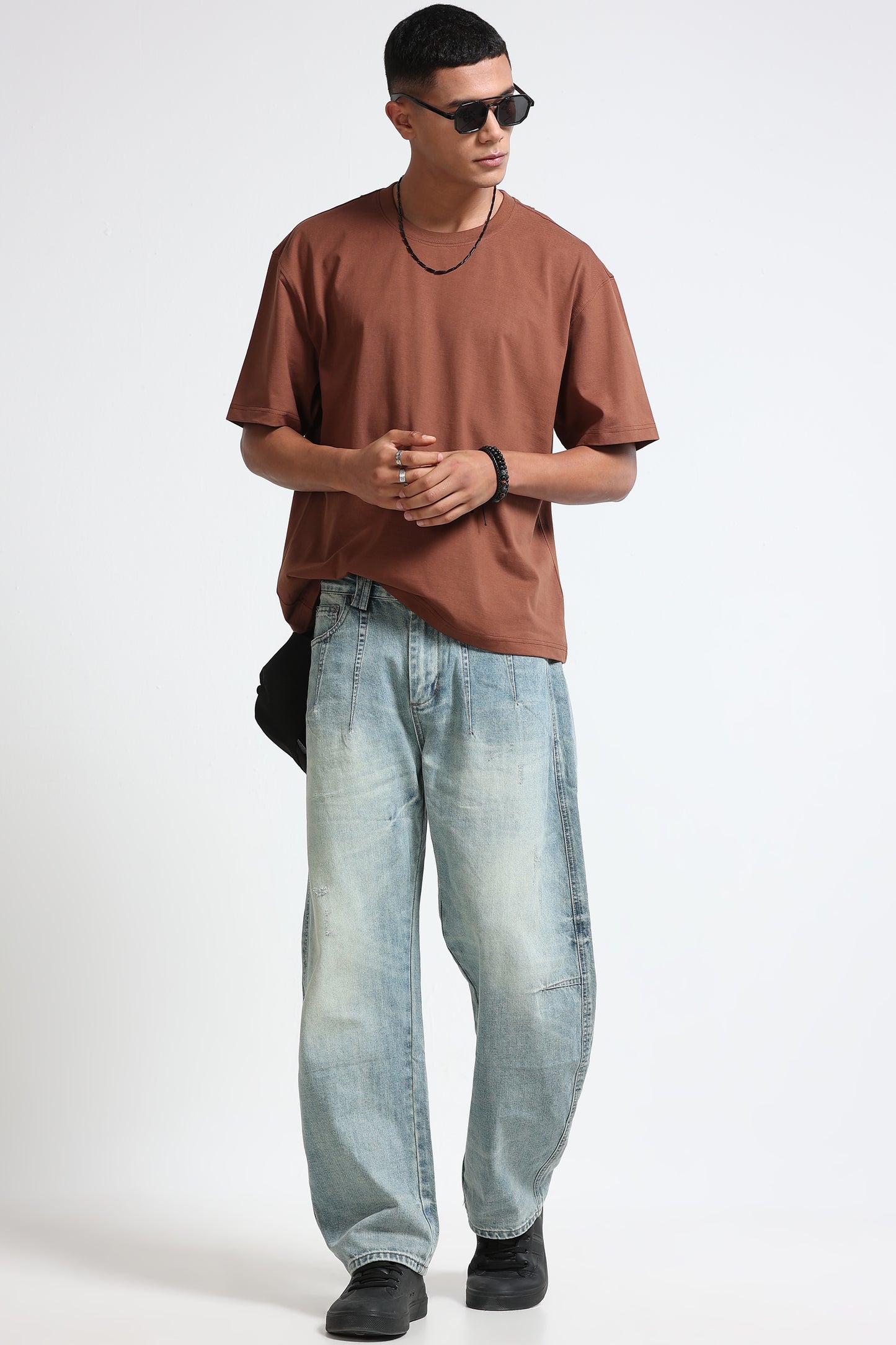 Brown Oversized Crew Neck T-Shirt