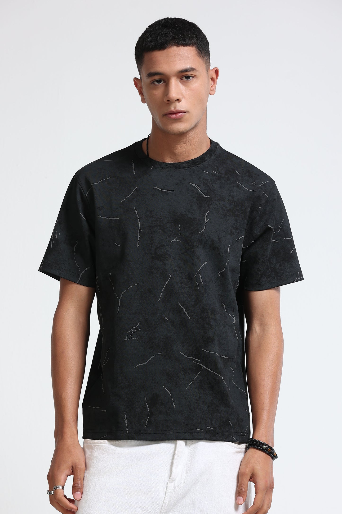 Premium Black Self Designed T-Shirt