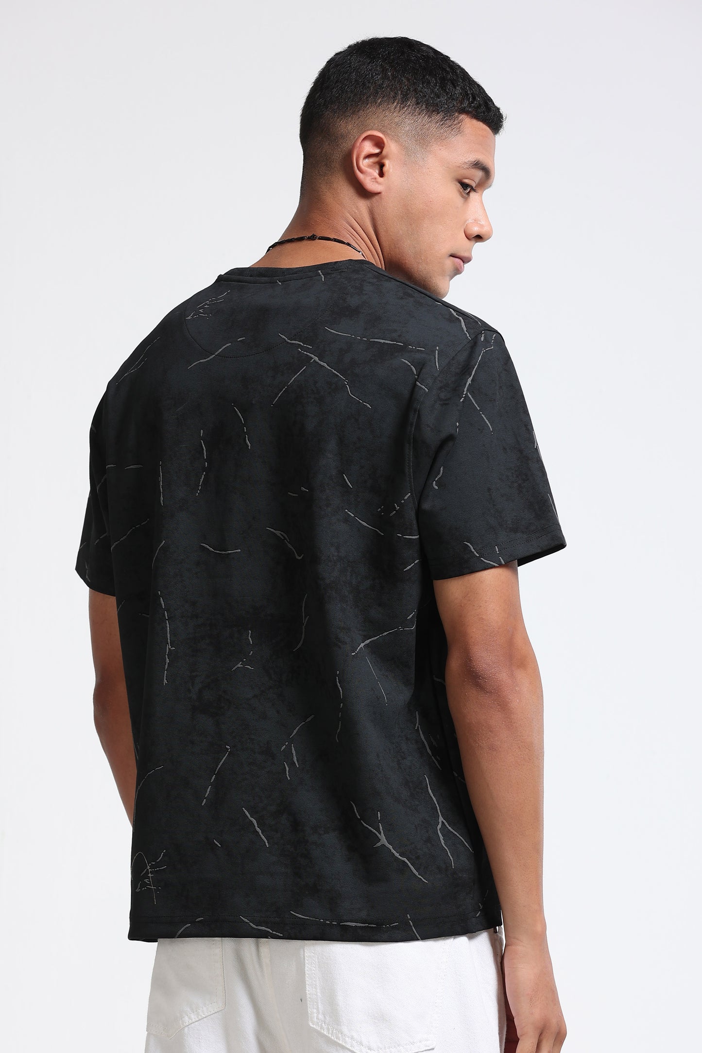 Premium Black Self Designed T-Shirt
