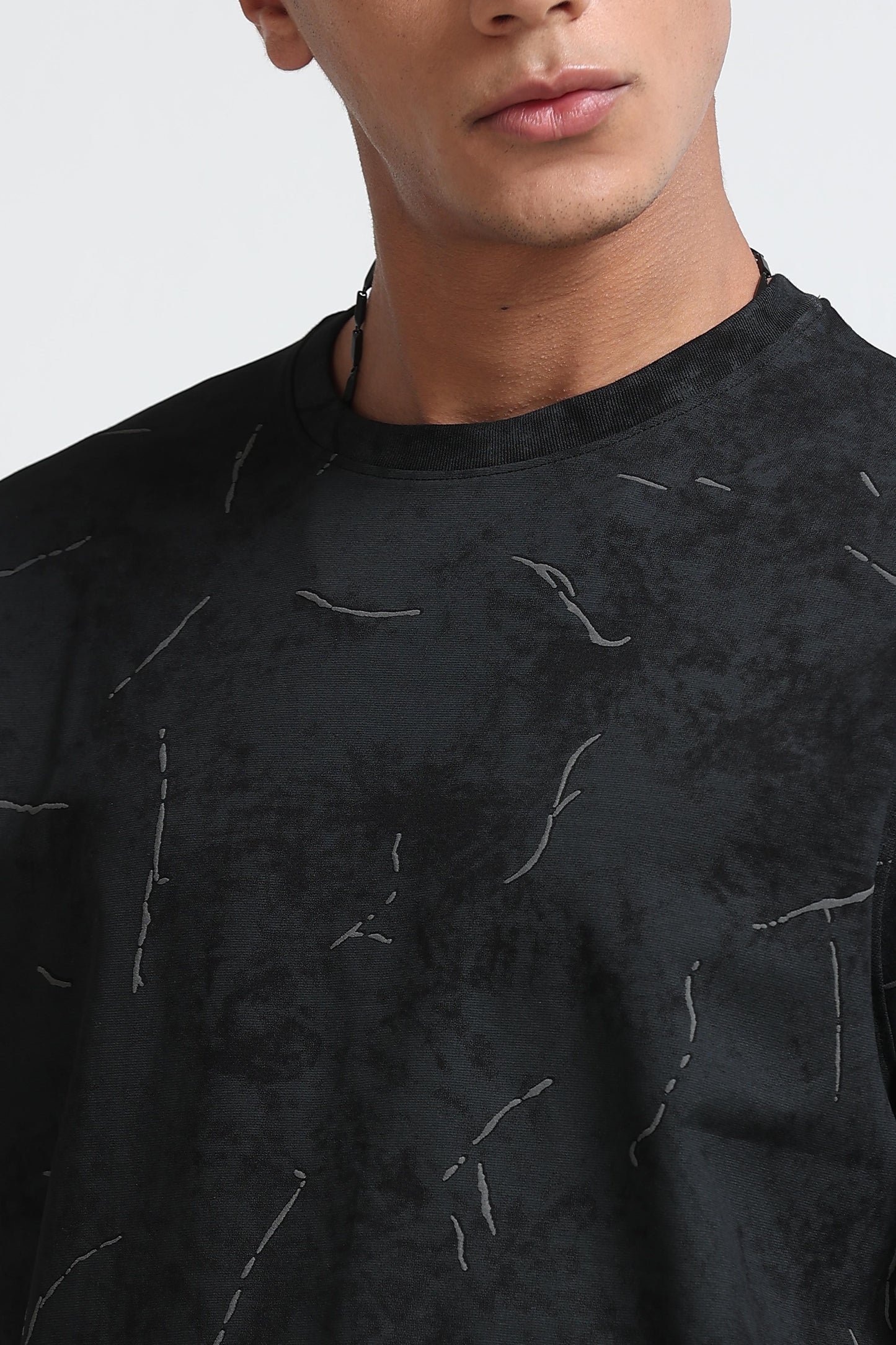 Premium Black Self Designed T-Shirt