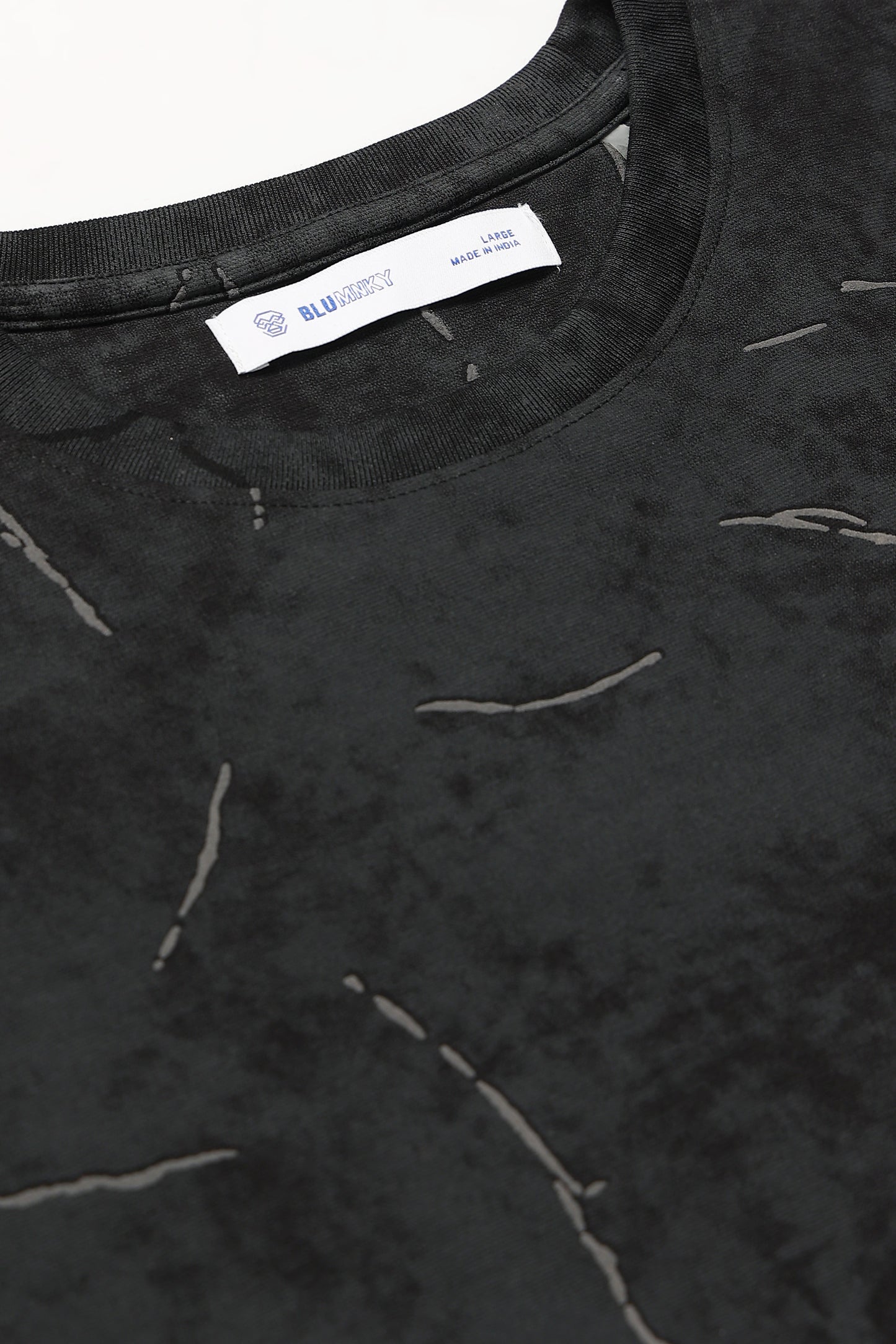 Premium Black Self Designed T-Shirt