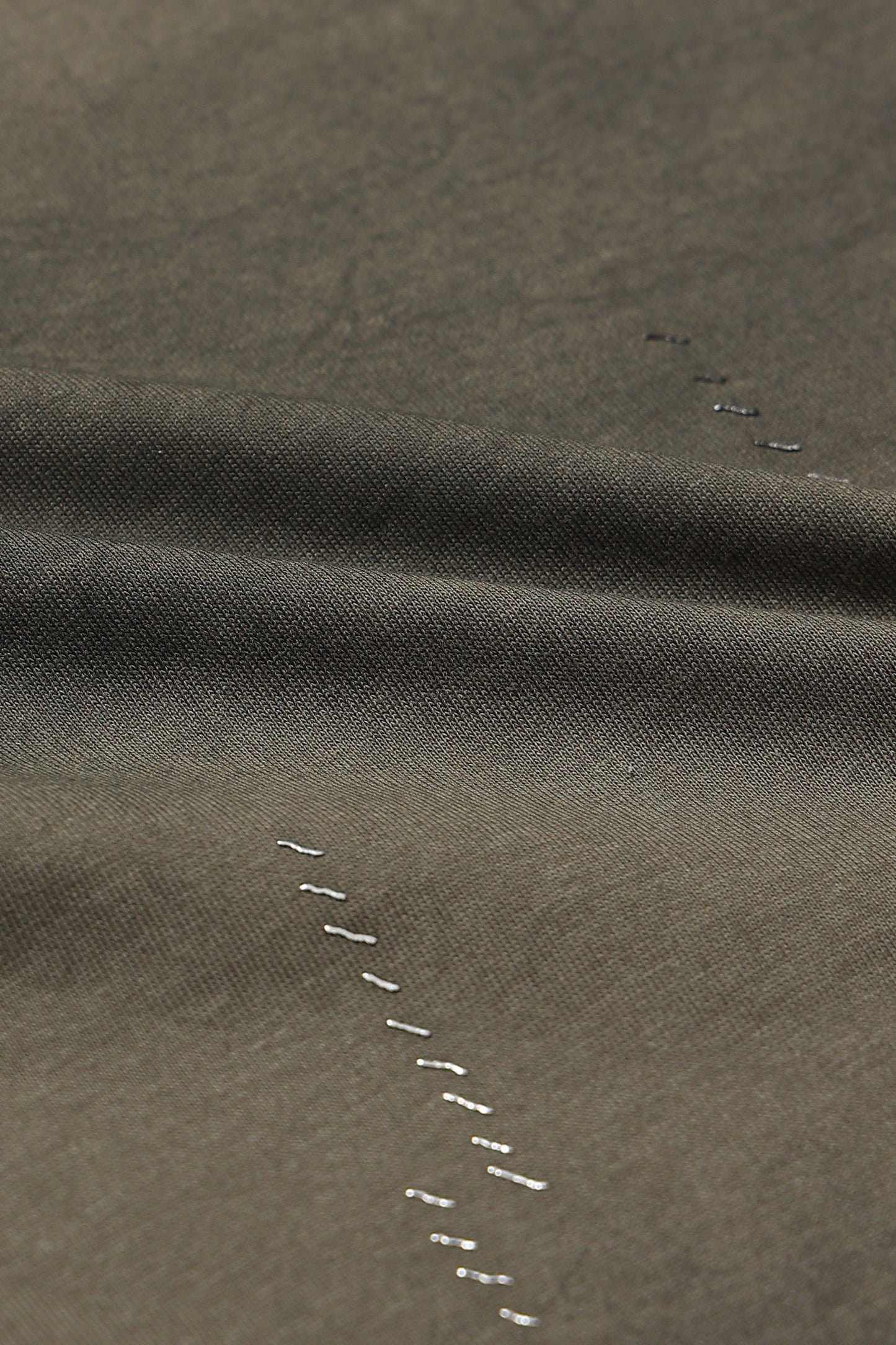 Minimal Textured Crew Neck Olive T-Shirt