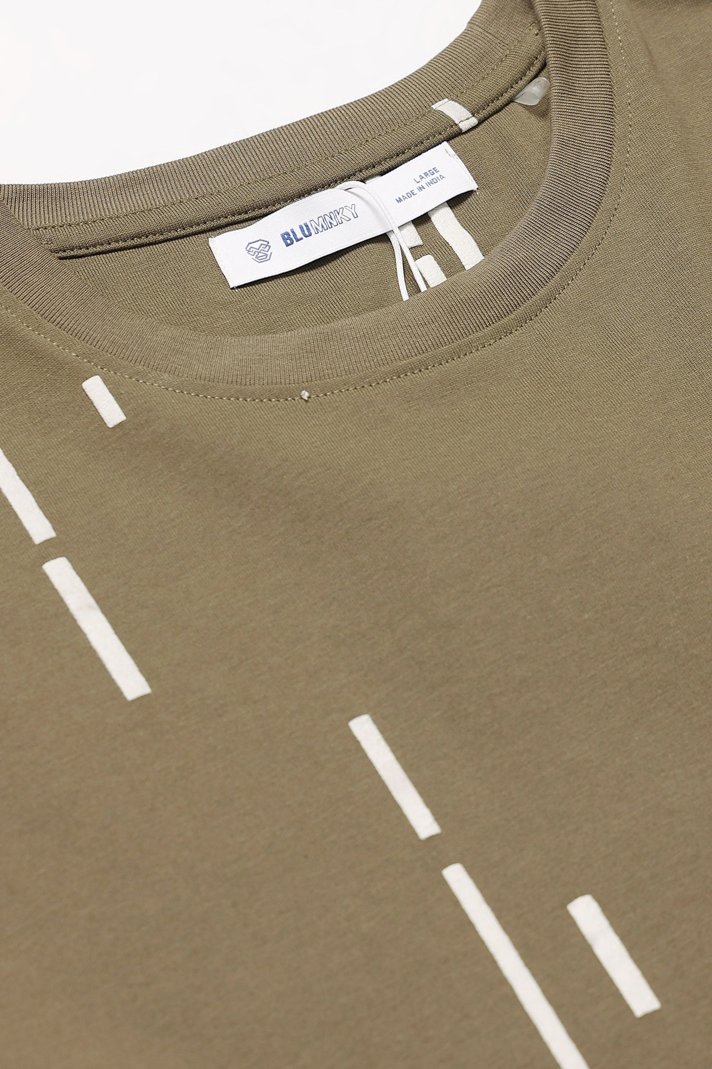 Premium Abstract Line Print Olive Green T-Shirt