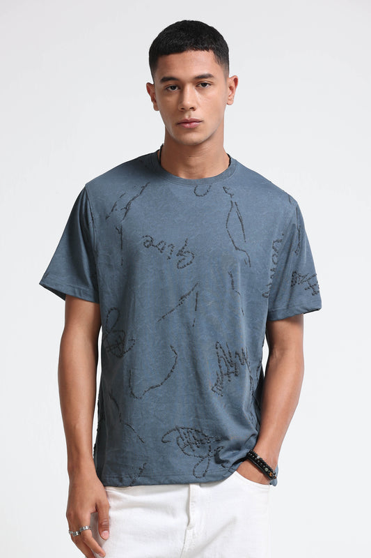 Relaxed Fit Denim Blue T-Shirt