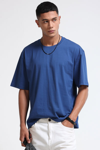 Blue Oversized Crew Neck T-Shirt