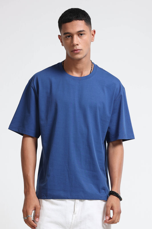 Blue Oversized Crew Neck T-Shirt