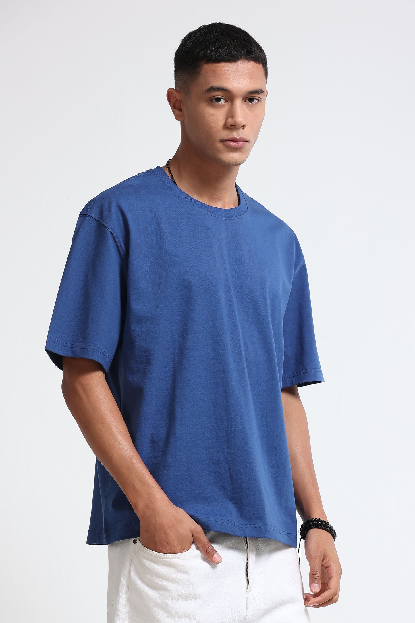 Blue Oversized Crew Neck T-Shirt