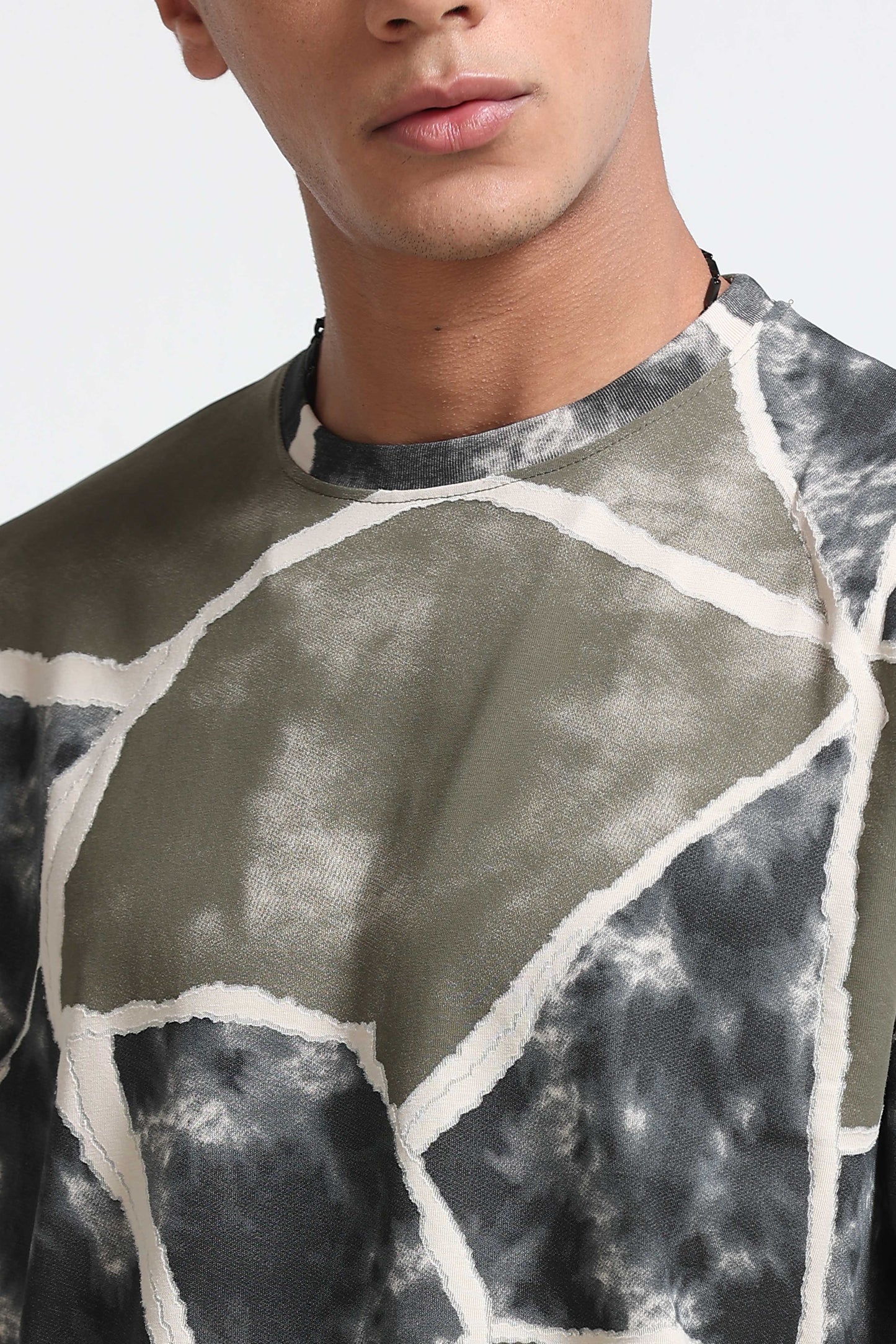Modern Abstract Print Olive T-Shirt
