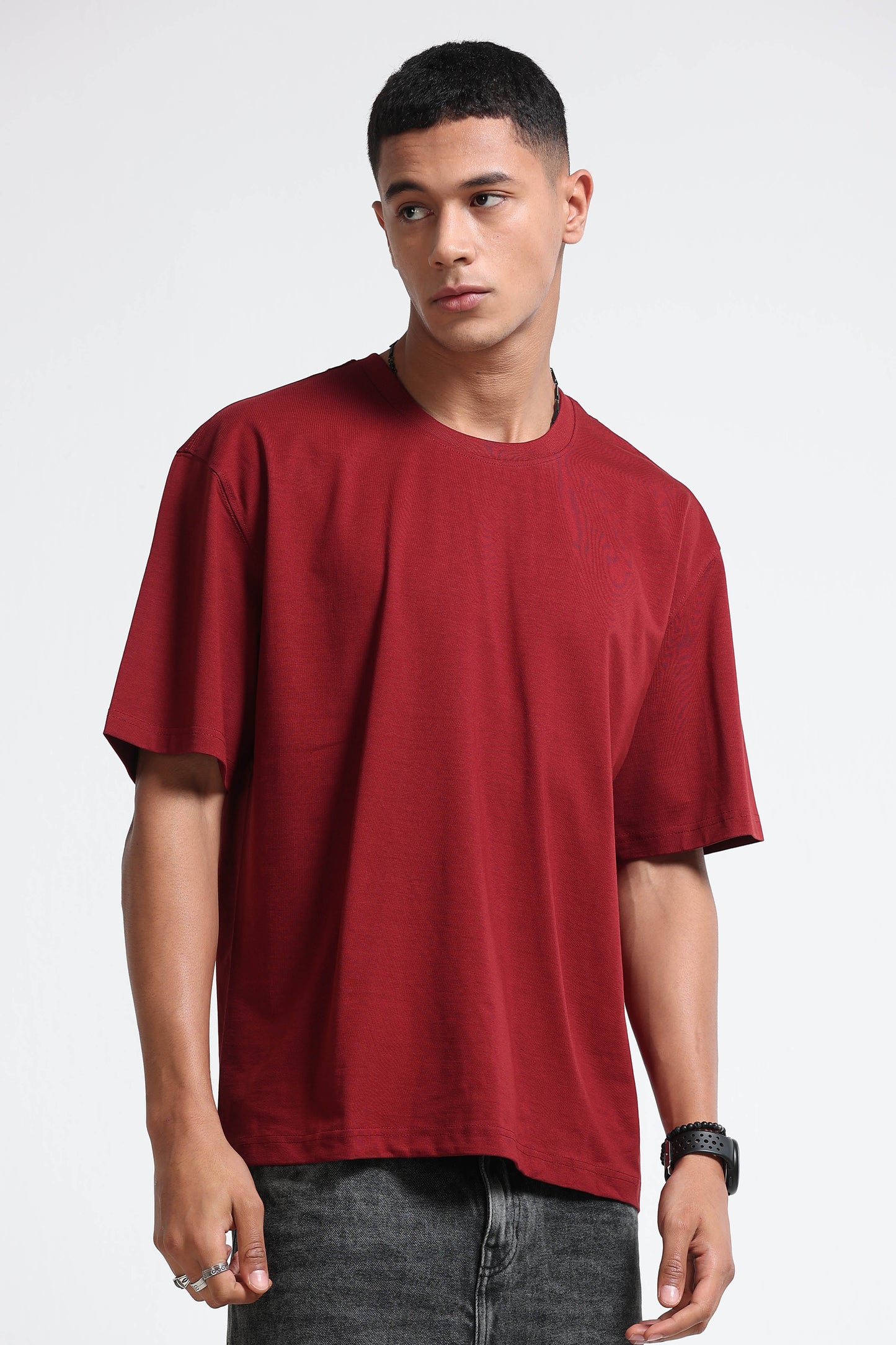 Maroon Oversized Crew Neck T-Shirt