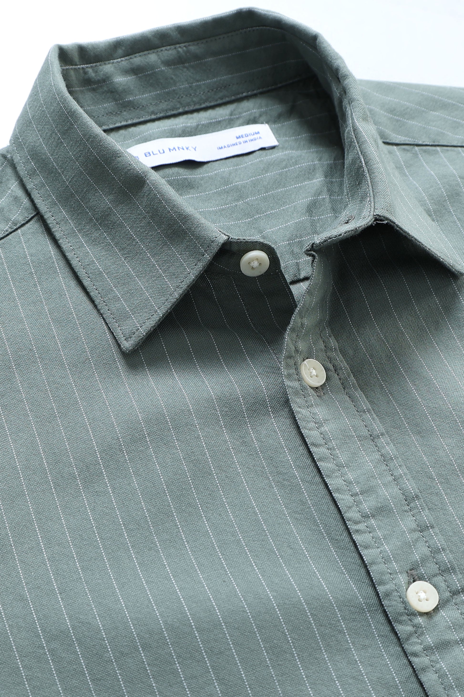 Slim Striped Cotton Oxford Shirt Green
