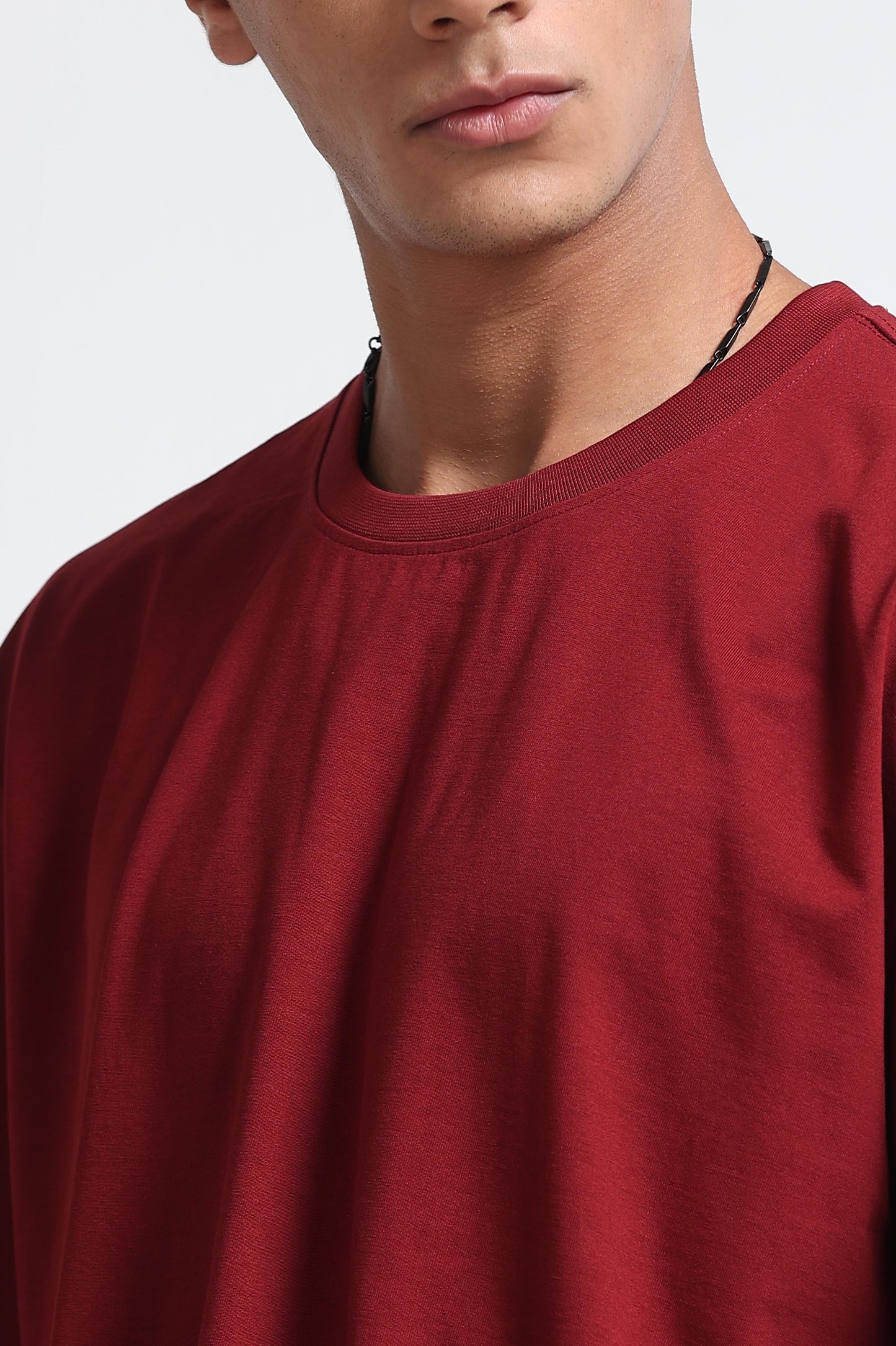 Maroon Oversized Crew Neck T-Shirt