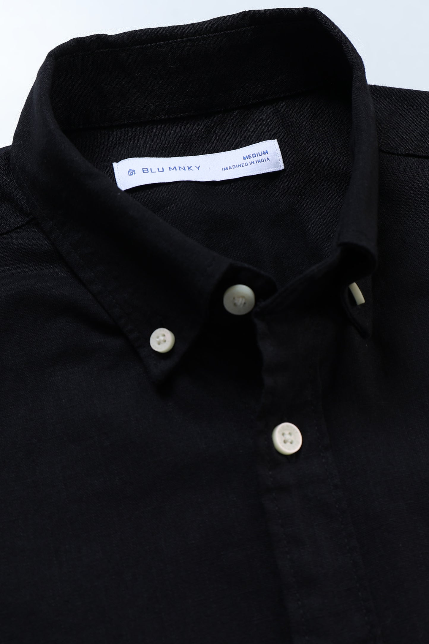 Classic Cotton Linen Button-Down Shirt Black