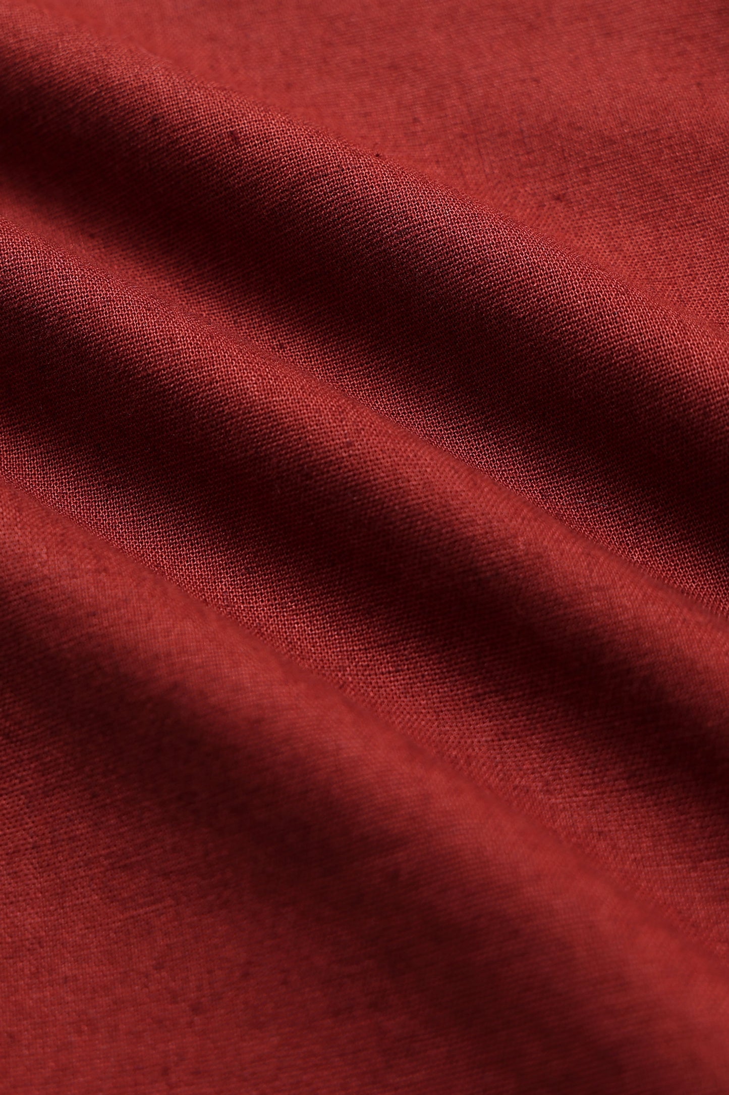 Classic Cotton Linen Button-Down Shirt Rust Brown