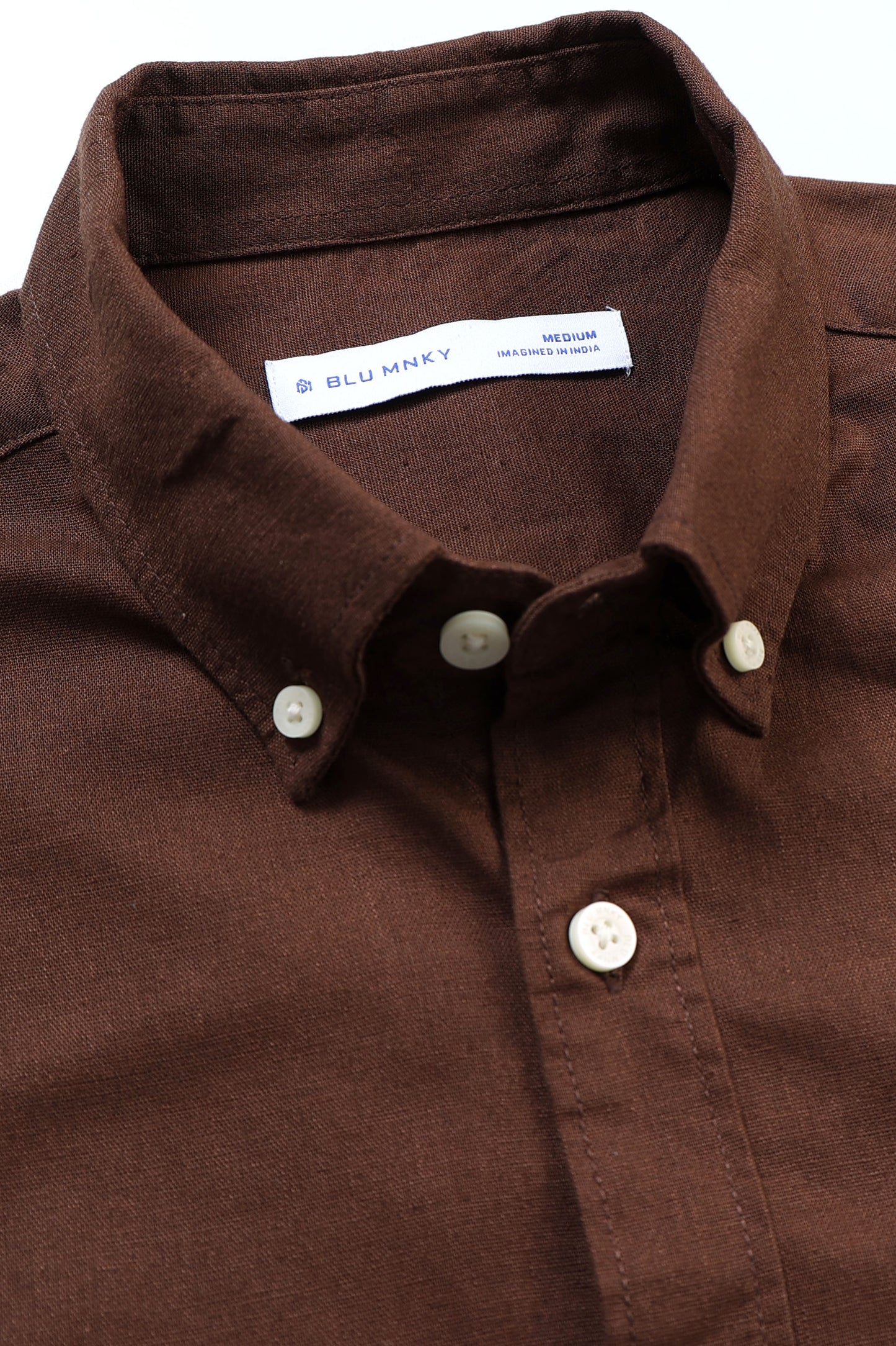 Classic Cotton Linen Button-Down Shirt Dk Brown