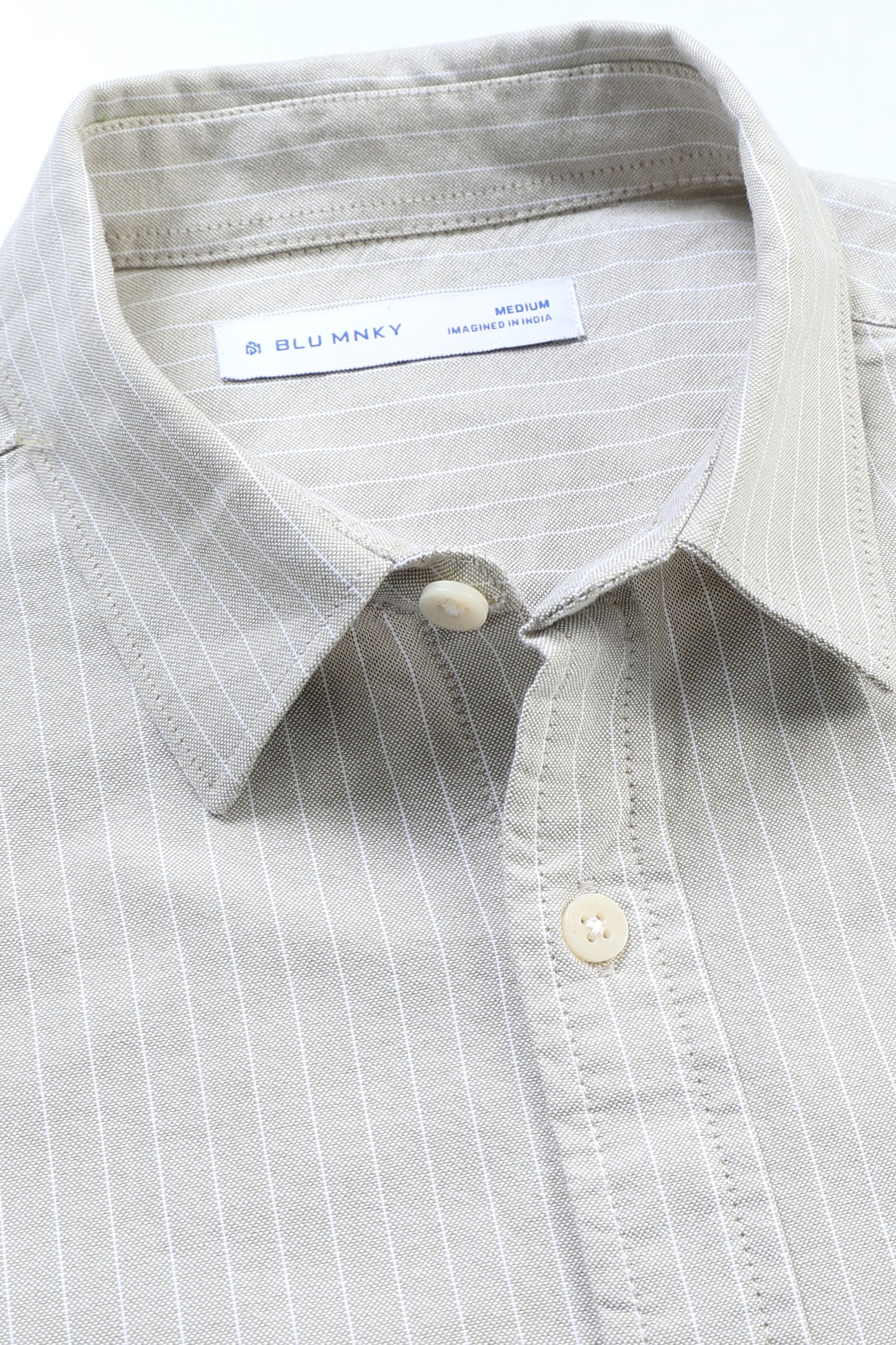Slim Striped Cotton Oxford Shirt Lt Beige