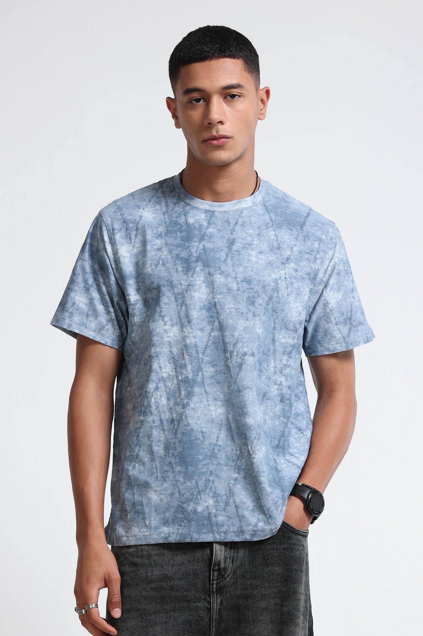 Casual Relaxed Fit Lt Blue T-Shirt