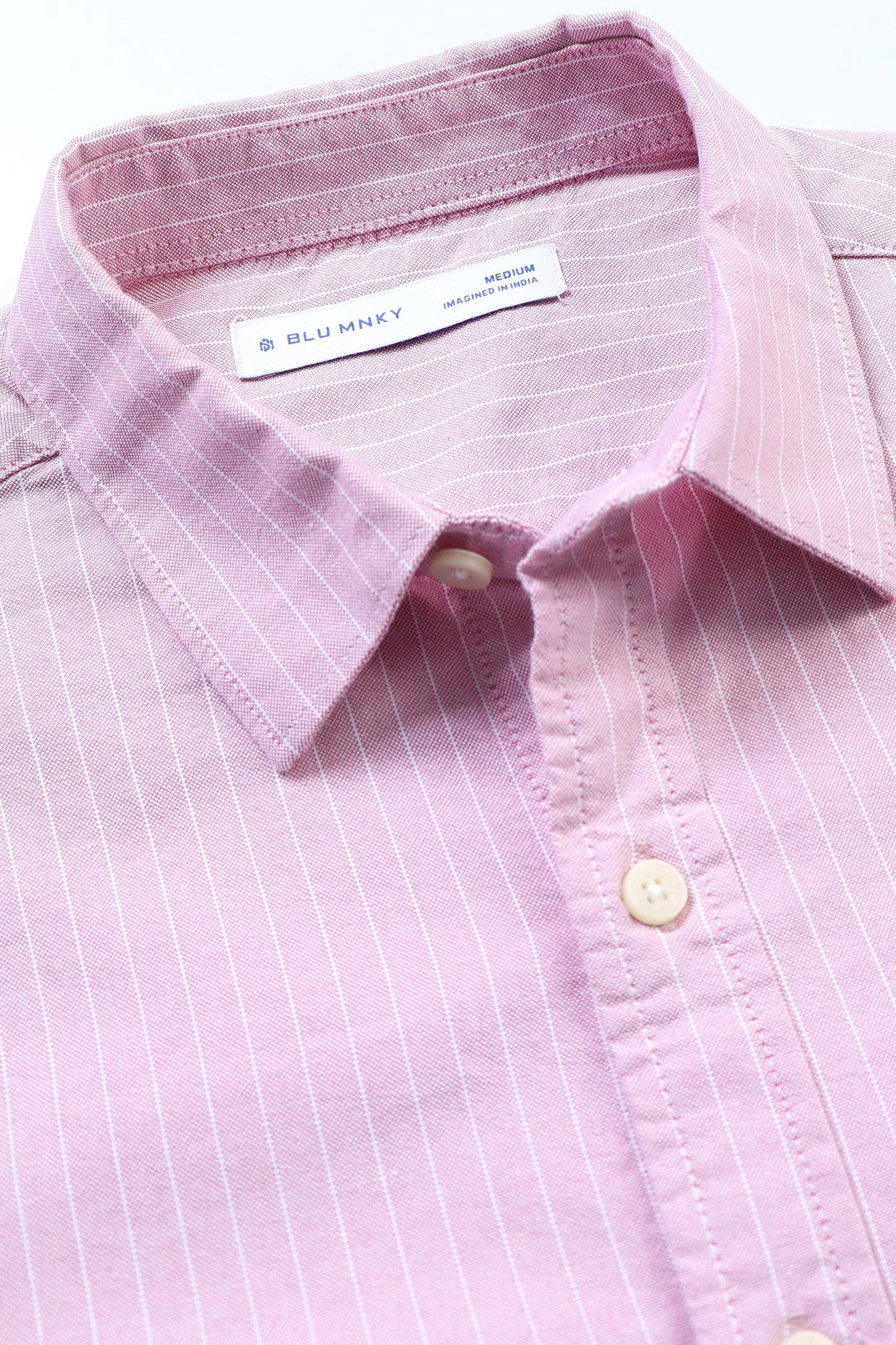 Slim Striped Cotton Oxford Shirt Pink