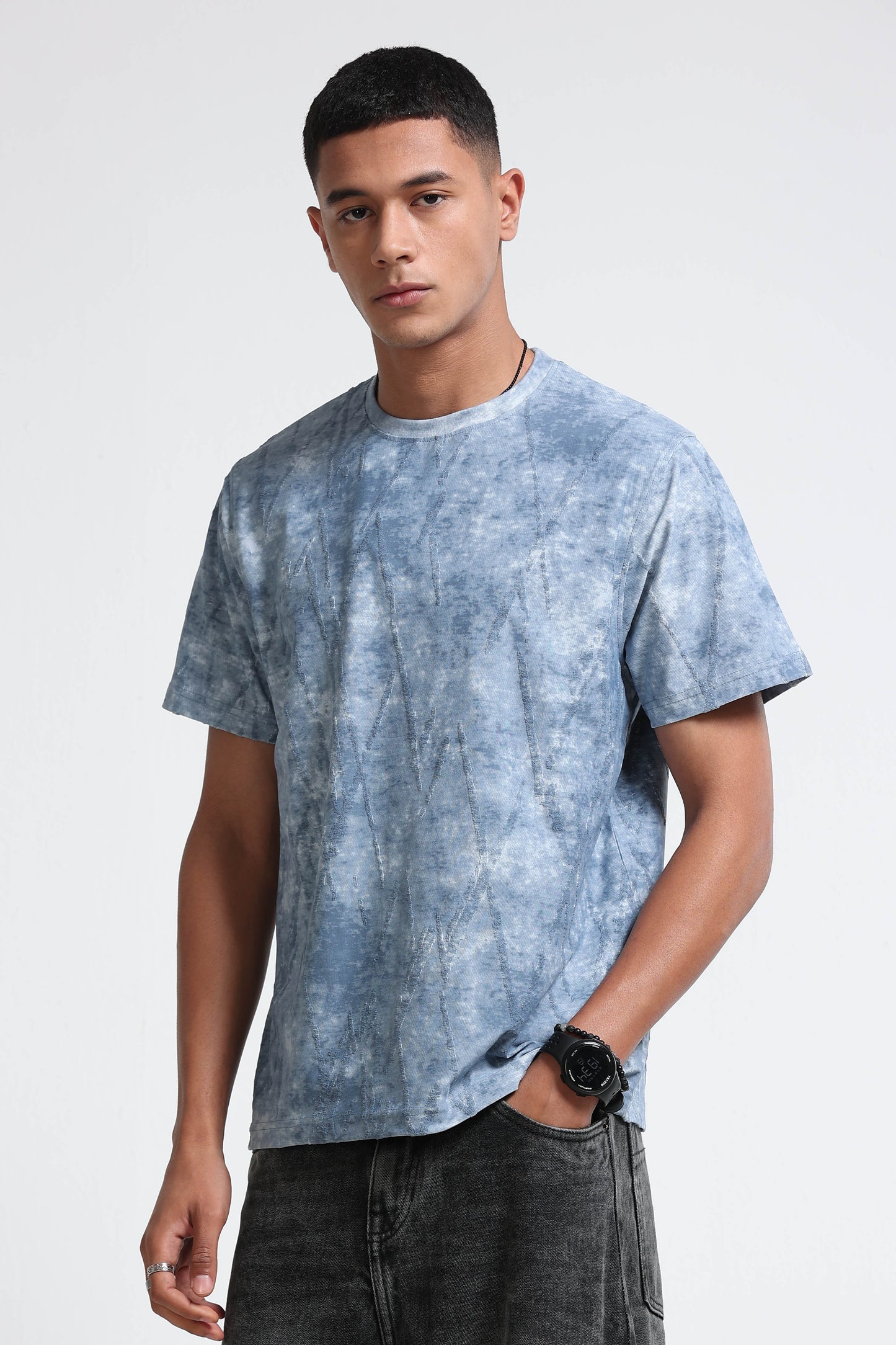 Casual Relaxed Fit Lt Blue T-Shirt